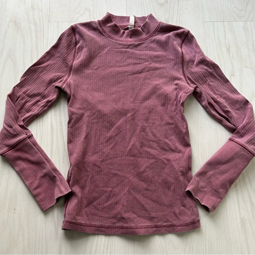 Free People Layering Mauve Long Sleeve Thermal Mock Neck Top Size Women’s Small - Picture 1 of 4
